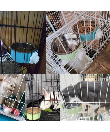kathson Crate Dog Bowl 2pcs (Blue Green) - Removable Stainless Steel Hanging Pet Cage Bowl for Cat, Puppy, Birds, Rats, Guinea Pigs - Food & Water Feeder Coop Cup - Buy Online on GoSupps.com