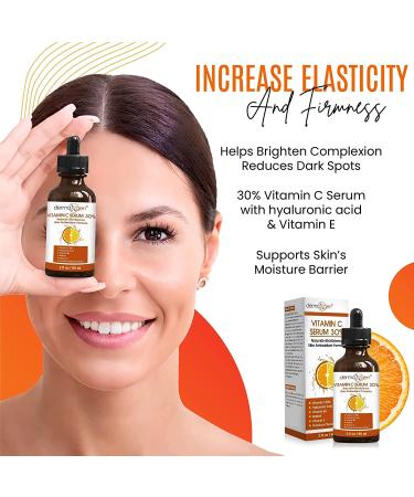 Dermaxgen 30% Vitamin C Serum with Hyaluronic Acid & Vitamin E - Anti Aging, Anti Wrinkle, Skin Rejuvenator - 2 FL OZ - Buy Online on GoSupps.com