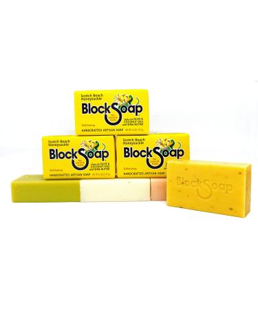 BLOCKSOAP FOR MIND & BODY Honeysuckle Artisan Bar Soap 3-Pack with Sea Salt Olive Oil Coconut Oil and Shea Butter (4.5oz) Honeysuckle 3 Pack - Buy Online on GoSupps.com