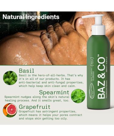 BAZ & CO Men's Moisturizing Body Wash - Restore & Awaken with Basil Grapefruit & Spearmint | 8.45 Fl Oz | International Shipping Available - Buy Online on GoSupps.com