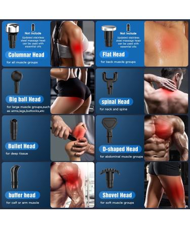 Deep Tissue Massage Gun for Athletes | 20 Speed Muscle Massager with 8 Replacement Heads and Side Screen - Buy Online on GoSupps.com