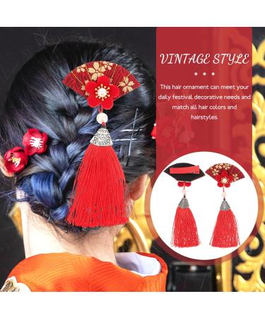 Amosfun 1 Pair Hair Jewelry Fan Barrettes Hair Decoration Tassel Hairpin Tassel Hair Clips Fan Hair Clip Tassel Clips for Hair Flower Hair Clips Small Hair Clips Bride Headgear Metal Girl - Buy Online on GoSupps.com