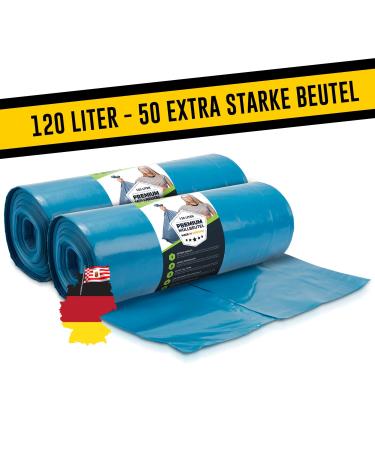Garbage bags 120l blue - extremely tear -resistant - waste bags - waste sachet xxl - type 100 extra - garbage bag 120 l - 70 - 700x1100 mm - LDPE - Large garbage bag - 120 liters 120 liters - 50 garbage bags
