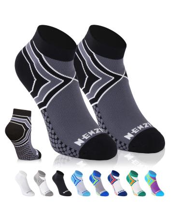 NEWZILL Ankle Compression Socks for Men & Women, Cushioned Low Cut Compression Running Socks with Ankle Support Large Black/Grey - Buy Online on GoSupps.com