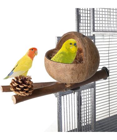 Visiblurry Bird Cage Nest - Coconut Shell Bird Nest House Hut Cage Nest House Hut Cage Parakeet Nesting Box with Shredded Coconut Budgerigar Love Birds Finches House - Buy Online on GoSupps.com