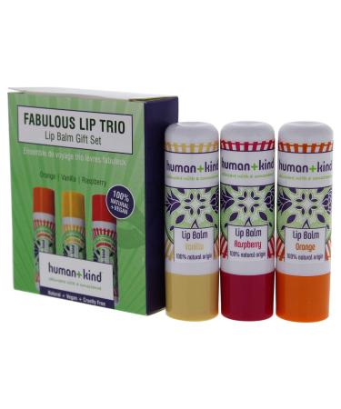 Human+Child Fabulous Lip Balm Trio | 100% Natural Vegan Lip Care - Orange Vanilla Raspberry - Moisturizes & Softens Lips - 3g - Buy Online on GoSupps.com