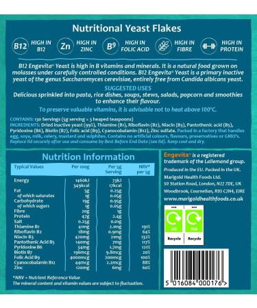 Marigold Health Foods Engevita Nutritional Yeast Flakes 650g with B12 - Vegan & Gluten-Free - Buy Online on GoSupps.com