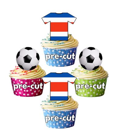 PRE-CUT Costa-Rica Football Edible Cupcake Toppers Cake Decorations World Cup 2022 Party