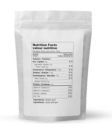 Tartaric acid (120g) by Elo s Premium |100% All-Natural Food Grade Food Additive & Antioxidant| Packed In Canada| Non-GMO Kosher and Halal Friendly Gluten Free| Used As An Acidulant In Grape/Lime Drinks Gelatin Desserts Jams Sour Candy and More - Buy Online on GoSupps.com