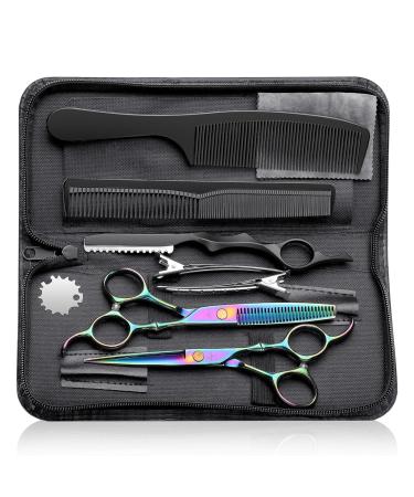 Purplebird hairdressing scissors Profi hair butchery hairdressing scissors Set made of stainless steel haircutting shears and effective scissors for barber/hairdresser/beginners 10 pieces of rainbow - Buy Online on GoSupps.com