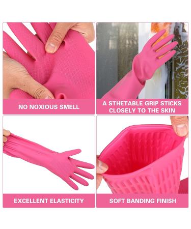 Sibba Rubber Cleaning Gloves 2 Pairs - Reusable Waterproof Non-Slip Household Long Gloves Rose Red - Buy Online on GoSupps.com