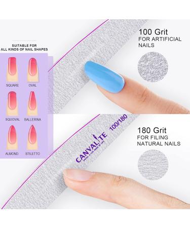 Canvalite 50pc Professional Nail Files for Gel Nails - Double-Sided 100/180 Washable & Reusable Buffers - Buy Online on GoSupps.com