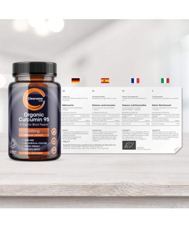 Curcumine biologique 95 au poivre noir - contenant UNIQUEMENT de la curcumine biologique (le composant actif du curcuma) - 500mg de curcumine - 60 Capsules - Buy Online on GoSupps.com
