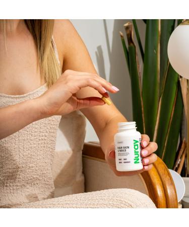 Nuray Hair, Skin & Nails Vitamins Biotin, Collagen & Hyaluronic Acid Advanced Hair Growth Supplement Promotes Beauty, Skin Radiance, & Nail Strength with Vitamin B Complex 60 Capsules - Buy Online on GoSupps.com
