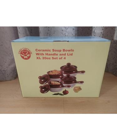 Chef Captain Ceramic Soup Bowls - High-Quality Chili & French Onion Bowls with Handles & Lids | XL 625 ml - Perfect for Delish Soups | International Shipping Available - Buy Online on GoSupps.com