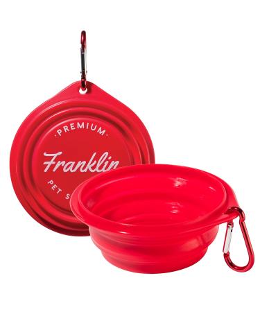 Franklin Pet Supply Collapsible Pet Travel Bowl - BPA Free - FDA Approved - Dogs - Cats - Dog Bowl - Food - Water Bowl - Small - Medium - Large Dog Food Bowl - Puppy - Includes Clip - Red