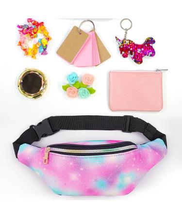 Unicorn Castle Glitter Sports Bag - 12cm x 32cm Women's Hip Pocket Belt Bag for Cycling & Camping - Stylish Blue & Purple Design - Buy Online on GoSupps.com
