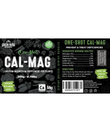 Green Rush Nutrients Organic One-Shot Cal-Mag Booster - Calcium & Magnesium Plant Nutrients with Added Amino Acids (300g) - Cal-Mag Powder Based - Easy to Use - Buy Online on GoSupps.com