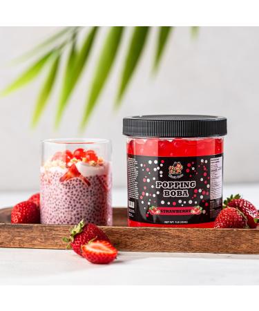 Popping Boba Pearls | Strawberry Flavor | 1LB (454g) | Bursting Tea Balls for Drinks Desserts Smoothies and Snack Toppings | Bubble Tea Tapioca Pearl Mix - Buy Online on GoSupps.com