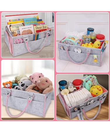 Baby Diaper Caddy Organizer - Large Nursery Storage Bin for Girl/Boy Portable Tote Bag for Changing Table and Car Baby Shower Gift/Newborn Essential Pink - Buy Online on GoSupps.com