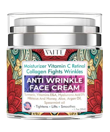Anti Wrinkle Face Cream For The Face and Neck With Retinol Collagen Vitamin C Vitamin E & A Turmeric  Hibiscus and Honey Night and Day for Women and Men Made in USA