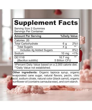 ImmunoPower Organic Probiotics Gummies | 5 Billion CFU Probiotics for Digestive Health & Immune Support | DE111 Bacillus Subtilis | Strawberry | Non-GMO | 30 Ct. - Buy Online on GoSupps.com