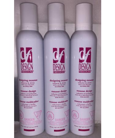 Design Freedom Designing Mousse Volume & Shine with Silk Protein Alcohol Free 10.5oz (3 Pack)