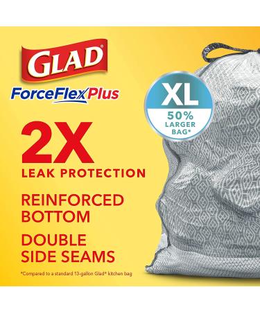GLAD ForceFlexPlus XL X-Large Kitchen Drawstring Trash Bags - 20 Gallon Grey Trash Bag  Fresh Clean with Febreze Freshness 80 Count (Package May Vary) 80 Count (Pack of 1) - Buy Online on GoSupps.com