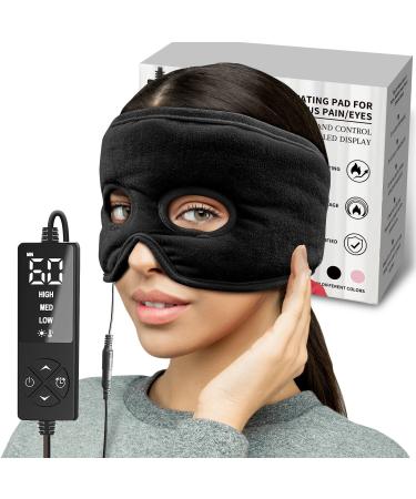 Moist Heat Sinus Pressure Relief Mask with 3 Heat Settings  Extra Large Face Heating Pad for Eyes  Sinusitis  Hormone Migraine  Tension Headache Relief Black