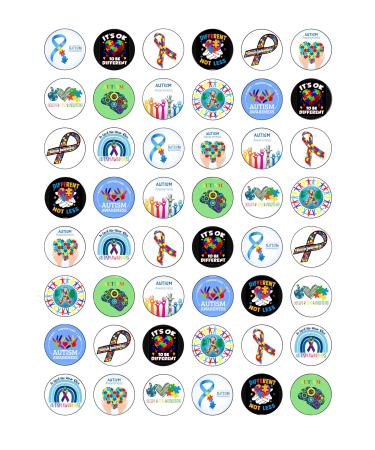 48 Autism Awareness Acceptance Charity Fundraising Edible Wafer Paper Cake Toppers Decorations