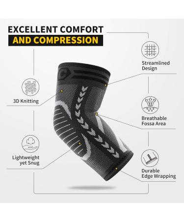 CAMBIVO Elbow Support for Men & Women 1 Pair Tennis Elbow Sleeves for Weightlifting Arm Compression Sleeves Elbow Brace for Tennis/Golfers Elbow Sports Protection and Pain Relief Black L - Buy Online on GoSupps.com