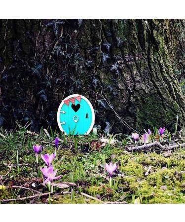 Miniature Fairy Garden Door Miniature Fairy Home Door | Garden Gnomes Outdoor Fariy House Door Wooden Tree Decorations Fairy Garden Accessories Blue - Buy Online on GoSupps.com