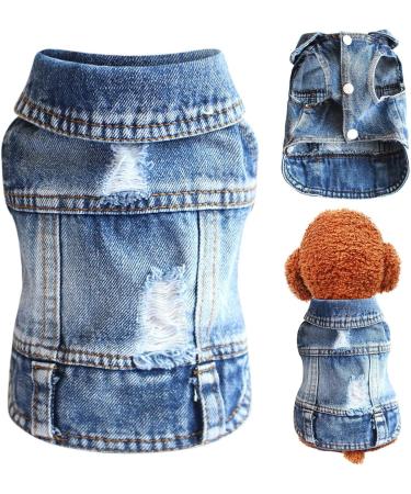 Stylish Denim Jacket Vest for Small & Medium Dogs and Cats - Pet Fashion Summer Sweater - Buy Online on GoSupps.com