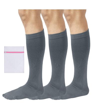 360 RELIEF - Flight Compression Socks Supports | Blood Circulation Travel Work 4XL 3Pairs-Grey