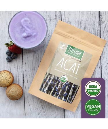 FeelGood Organic Superfoods Acai Powder - Vegan, Non-GMO, Gluten Free Antioxidant for Acai Berry Tea, Bowls & Smoothies 4 oz - Buy Online on GoSupps.com