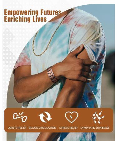 Jecanori 3X Lymph Drainage Copper Magnetic Bracelet for Men - 3500 Gauss, Adjustable Wristband with 57pcs Magnets, Removal Tool, Gift Box - Classic Copper - Buy Online on GoSupps.com