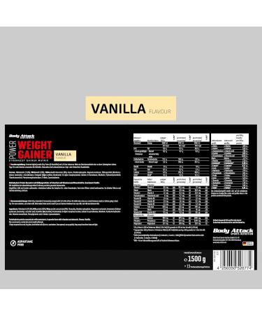 Body Attack Power Weight Gainer Vanilla - 1.5 kg | Premium Protein for Muscle Growth | International Shipping Available - Buy Online on GoSupps.com