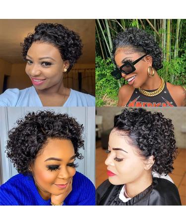 Short Curly Lace Front Wig | Human Hair Pixie Cut Bob Wig for Black Women - Buy Online on GoSupps.com
