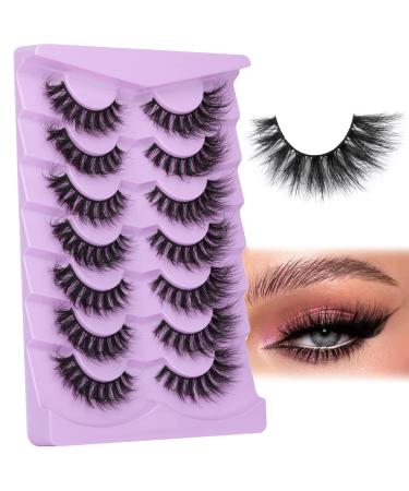 False Eyelashes Fluffy Cat Eye Lashes that Look Like Extensions 5D Natural Faux Mink Lashes Wispy Curly Eye Lashes Pack 7 Pairs by FANXITON C-18MM-10