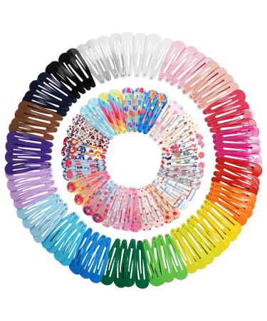 Clips for Hair  120 Pcs 2 Inch Metal Barrettes Snap Hair Clips for Girls Kids Teens Women  Cute Candy Color Hair Pins for Birthday Party Gift  40 Assorted Colors (Pattern Print & Solid Color) Multi-colored