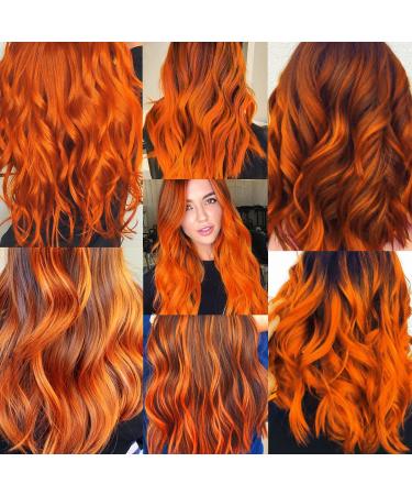 Orange Clip-In Hair Extensions - 17 Colorful Curly Wavy Highlights for Girls & Women - 12 PCS Party Hair Accessories - Buy Online on GoSupps.com