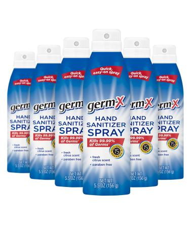 Germ-X Hand Sanitizer Spray, 5.5 Oz (Pack of 6)