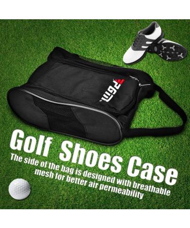 Portable Golf Shoe Bag | Travel Double Zipper Organizer for Men & Women | Breathable Soccer Shoe Bag (Black) - Buy Online on GoSupps.com