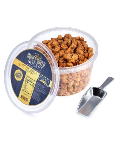 Butter Toffee Cashews 23 Oz. Party or Gift Table-Top-Bucket with Mini Aluminum Scooper Included!