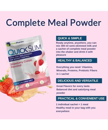 Quick Slim High Protein Meal Replacement Shakes for Weight Loss - Keto Low Carb Gluten Free Strawberry Cream - 1 Serving - Buy Online on GoSupps.com