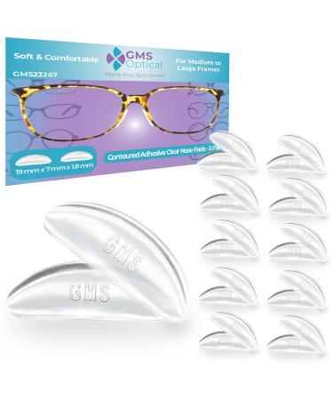 GMS Optical 1.8mm Anti-Slip Adhesive Contoured Soft Silicone Eyeglass Nose Pads with Super Sticky Backing for Glasses Sunglasses, and Eye Wear -10 Pair (Clear)
