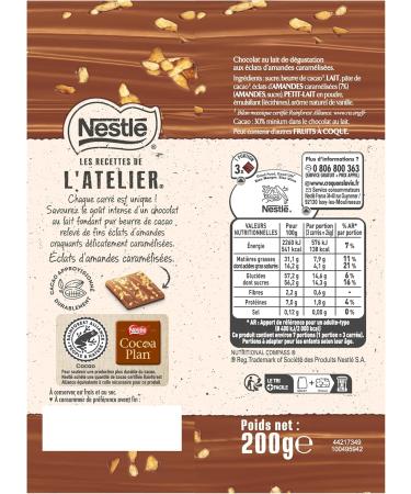 Nestl Les Recettes de L'Atelier - Milk Chocolate Tasting Squares with Almond Pieces - 200g bag - Buy Online on GoSupps.com
