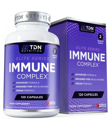Immune System Support - Premium Immune Supplement - 120 Capsules - 13 Vitamins Minerals and Herbal Extracts - Vitamin C Zinc and Selenium - Elderberry Ginger Turmeric Plus More - UK Formulated