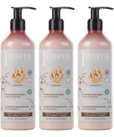  sarcia.eu ITINERA Cream Body Lotion for Normal and Sensitive Skin with Veneto Oats 97% Natural Ingredients 370 ml - Pack of 3 - Buy Online on GoSupps.com