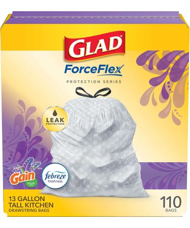 Glad ForceFlex 13 Gallon Kitchen Trash Bags, 110 Count - Gain Lavender with Febreze - Buy Online on GoSupps.com